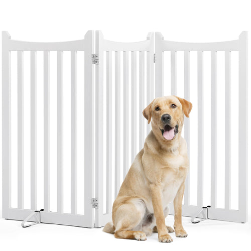 Yaheetech Hund Absperrgitter Faltbar – 3 Paneele 151.5x90.5cm Weiss