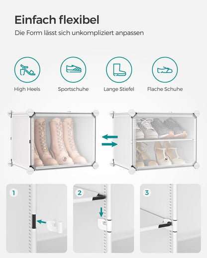 SONGMICS Schuhregal LPC035W01 mit 10 Fächern, wolkenweiss-transparent