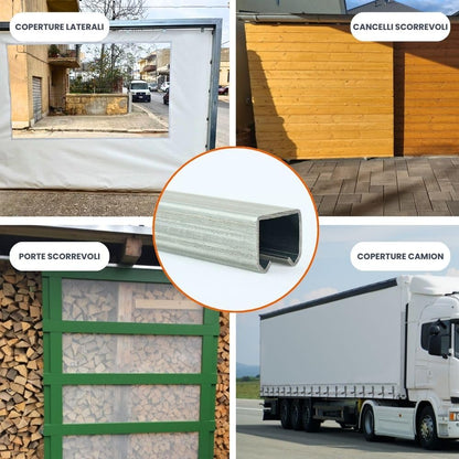 TENDAGGIMANIA Schiebetür Komplettset Eisen verzinkt - 300 cm