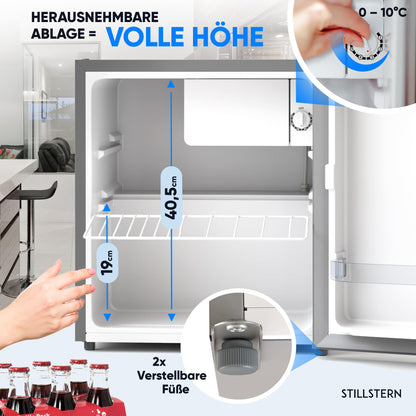Stillstern Mini Kühlschrank 45 L mit Frostfach und Schloss