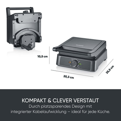 SEVERIN WA 2130 Waffeleisen für belgische Waffeln, schwarz/Edelstahl