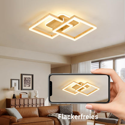 ANTENLICHT LED Deckenlampe Modern Geometrisch - Holzoptik Dimmbar
