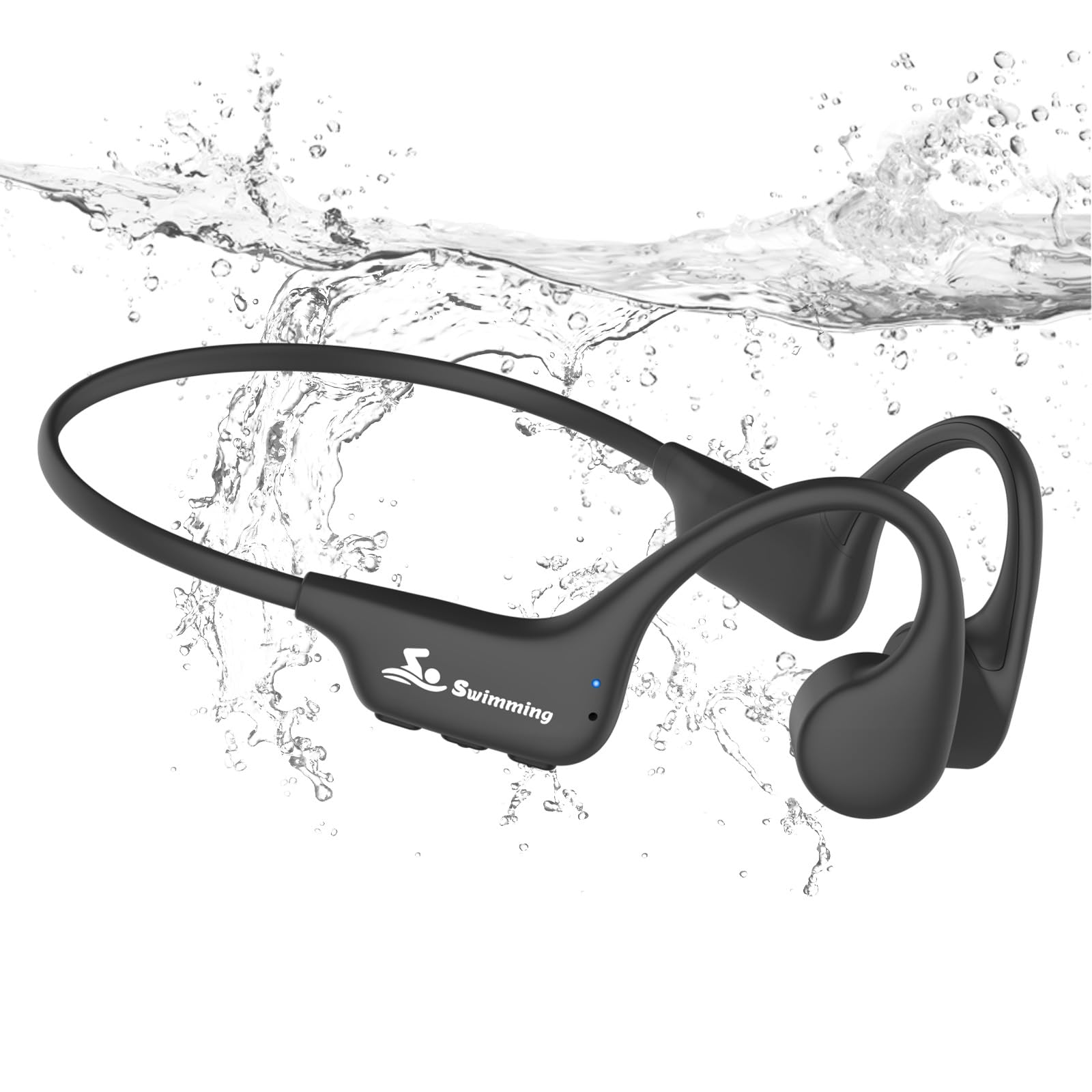 ANSTEN Knochenschall-Kopfhörer IPX8 wasserdicht, MP3-Player, schwarz – Bügelkopfhörer für Schwimmen und Sport
