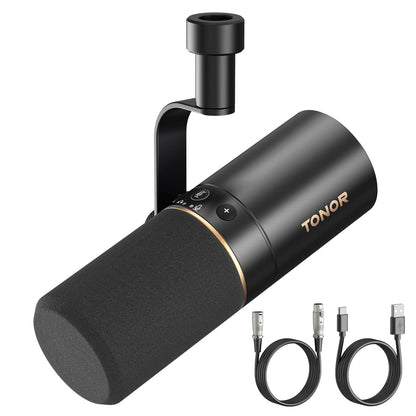 TONOR TD510 Dynamisches Mikrofon USB/XLR für Podcast, Schwarz