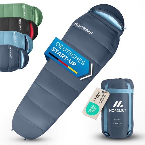 NORDMUT® Ultraleicht Mumienschlafsack - 3-Jahreszeiten 250 GSM
