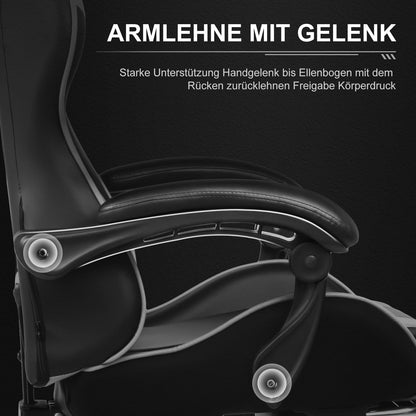 GTPLAYER Gaming & Bürostuhl ergonomisch mit Fussstütze - Weiss