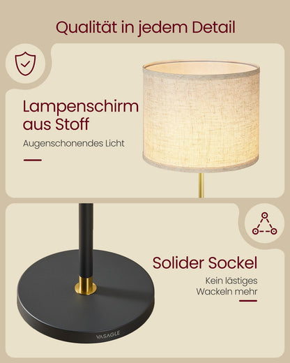 VASAGLE Stehleuchte LFL005BD02, höhenverstellbar, gold-schwarz