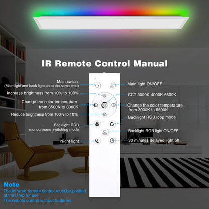 Oraymin LED Panel Deckenleuchte 120x30 – RGB, Dimmbar