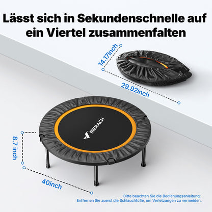 MERACH Mini Trampolin, faltbares Fitness-Trampolin leise bis 150 kg
