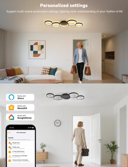 BAYHT Deckenleuchte Matter LED 100cm Schwarz mit Fernbedienung