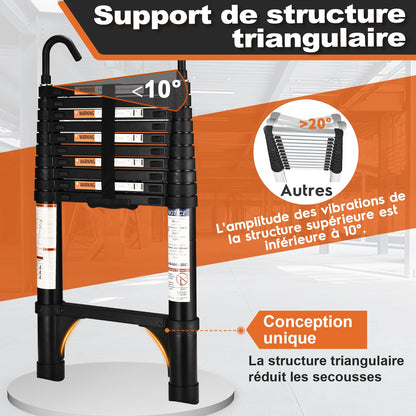 HBTower 3,2m Teleskopleiter Aluminium - Haken Schwarz