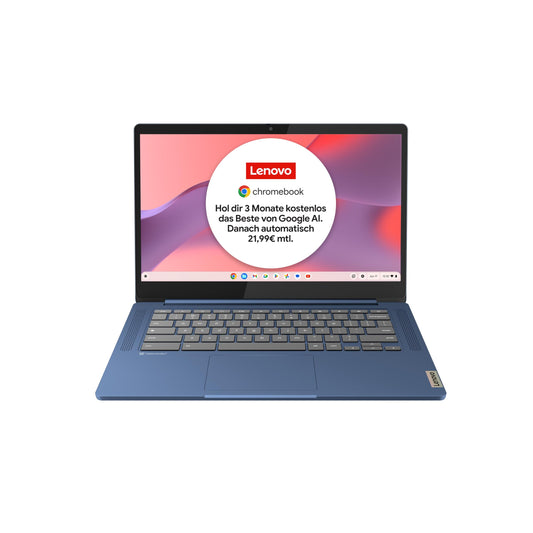 Lenovo Chromebook IdeaPad Slim 3 – 14 Zoll FHD, Blau. Blauer 14-Zoll-Laptop mit FHD-Display zum Surfen und Arbeiten. 
