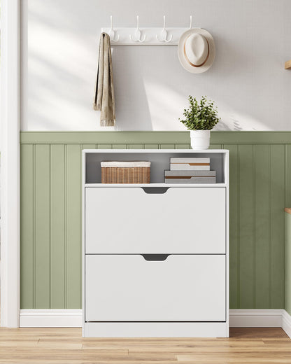 VASAGLE LBC048W01 Schuhschrank - 2 Klappen, wolkenweiss