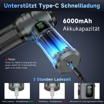 HOVIN Akku Handstaubsauger kabellos 26000 Pa mit HEPA-Filter