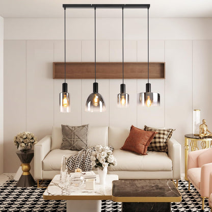 CBJKTX Pendelleuchte 4 Flammig Hängelampe - Vintage Glas