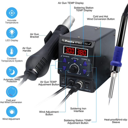 Preciva 8786D Heissluft Löt-/Entlötstation mit Lötkolben