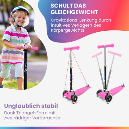 Fun Pro ONE Roller, der Sichere Premium Roller Kinder ab 3 Jahre, LED Räder, faltbar, ab Kleinkind Junge Mädchen, Kinderroller, 3 4 5 6 Jahre