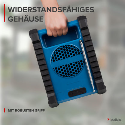 Audizio Jobsite Baustellenradio DAB+ mit Bluetooth, Akku und IP54
