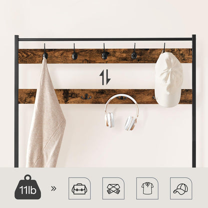 HOOBRO Garderobenständer EBF801MT01 mit Schuhregal – Dunkelbraun