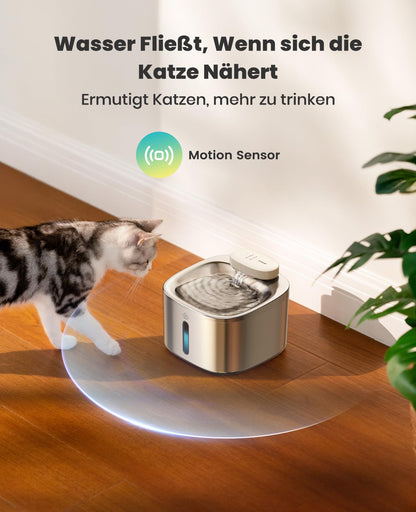 oneisall Katzenbrunnen Kabellos, Trinkbrunnen Edelstahl 3.5L, 5000mAh