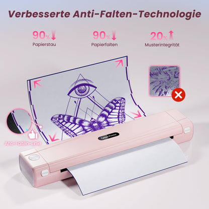 TATTMUSE A887 Tattoo-Drucker, Bluetooth Schablonendrucker, Rosa