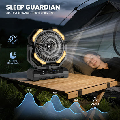 Ateroll Camping Ventilator mit Sprühnebel, 20000 mAh Akku und LED