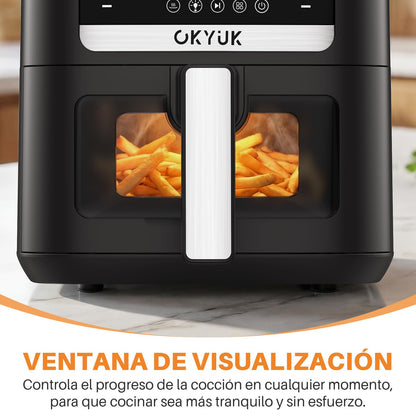 OKYUK Heissluftfritteuse RA400DV, 6 L Airfryer, 1200 W, 8 Programme