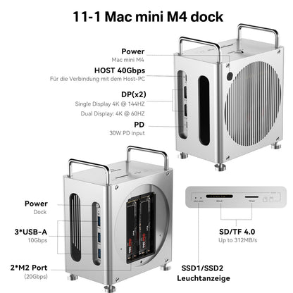 ACASIS Mac mini M4 Docking Station mit Dual NVMe SSD Gehäuse - 40Gbps