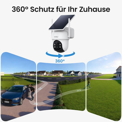 aosu 2K Überwachungskamera Aussen Akku Solar 2-Cam-Set mit aosuBase