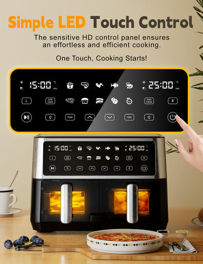 Heissluftfritteuse Dual Zone XXL 10L – Ölfrei, Sichtfenster