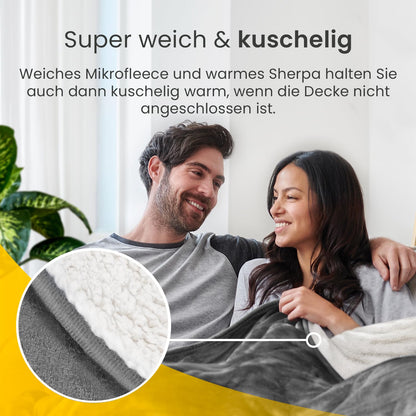 Cosi Home Heizdecke 180 x 130 cm, elektrische Wärmedecke, Grau