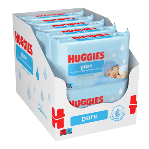 Huggies Pure Baby Feuchttücher, 99 % Wasser, parfümfrei, 18 Packungen