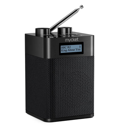 Mycket Tragbares DAB+/UKW Digitalradio mit Bluetooth 5.0 und Akku sowie Antenne und LED-Display