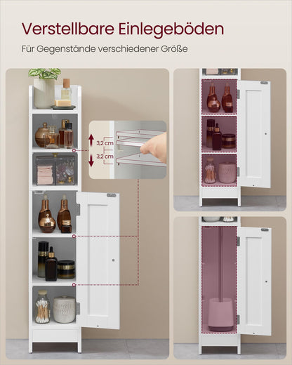 VASAGLE Badezimmerschrank BBC311W01, schmal, 20 x 18 x 92 cm, weiss