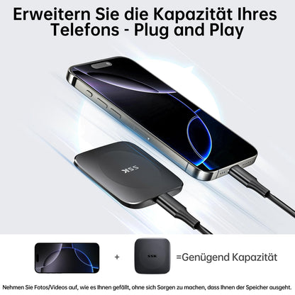 SSK SD451 Externe SSD 256GB, USB 3.2 Gen2, bis zu 550 MB/s