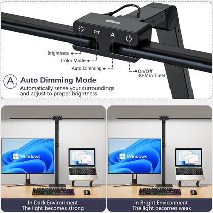 KableRika Doppelkopf LED Schreibtischleuchte Dimmbar - Schwarz