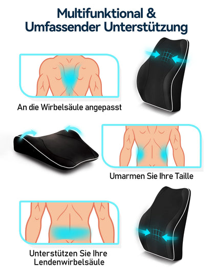 Travel Ease Ergonomisches Lendenkissen aus Memory Foam, schwarz
