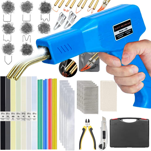 HYHJMISTY Kunststoff Schweissgerät 220W Set mit 800 Schweissnägeln, schwarz, zur Kunststoffreparatur