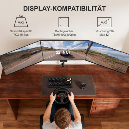 WALI Monitorhalterung 3 Monitore, Tischhalterung bis 32 Zoll, schwarz