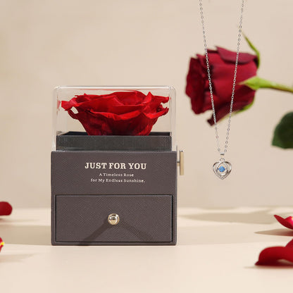 ADDWel Ewige Rose Rot mit Spieluhr und Silberkette 925 Geschenkset