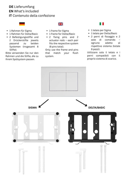 Wunderbad Drückerplatte Geberit Duofix Sigma/Delta 2-Mengen - Weiss Matt