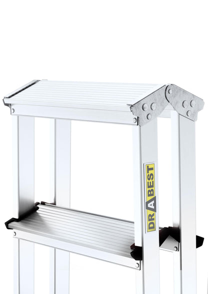 DRABEST Alu Trittleiter beidseitiger Klapptritt - 2x7 Stufen