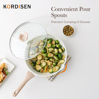 Kordisen Antihaft Keramik Pfannen Set 20/24/28cm – 3-teilig mit Deckel