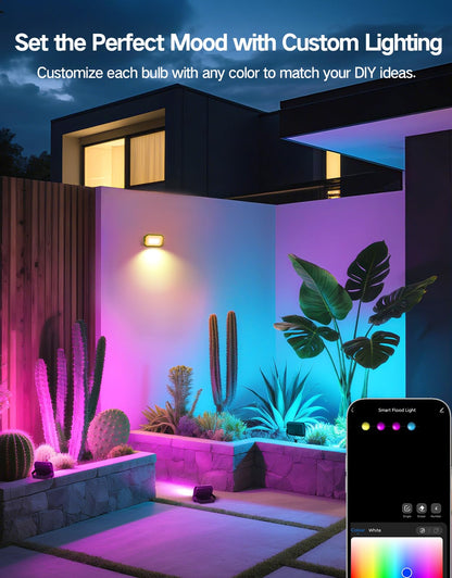 OUTON Smart LED Flutlicht Gartenbeleuchtung – 24W 4er Set
