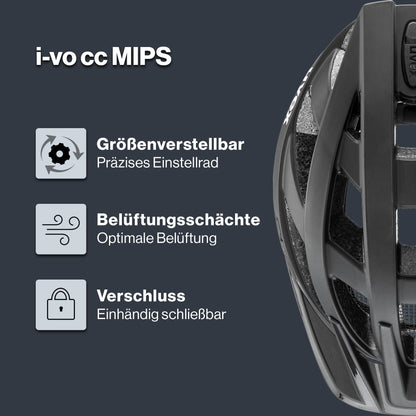 uvex i-vo cc MIPS Allround-Helm, All Black matt, 52-57 cm