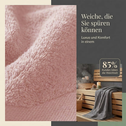Komfortec Handtuch-Set 8-teilig, Baumwolle Frottee, Anthrazit/Rosa