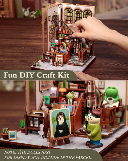 CUTEBEE Book Nook Kit Gellery Bookstore, 3D Holzpuzzle Bausatz