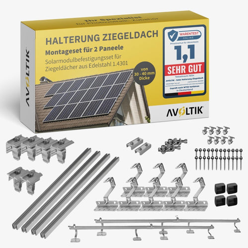 Avoltik PV Halterungsset Ziegeldach – 2 Module 30-40mm