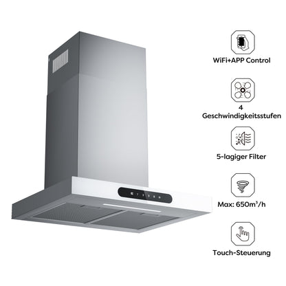 Ciarra Dynamic CBCW6102 Wandhaube 60cm Umluft/Abluft Weiss