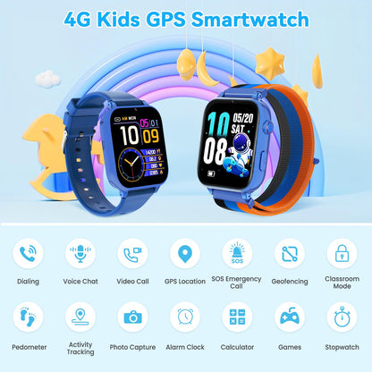 Ucani A28 4G Kinder-Smartwatch mit GPS, Videoanruf und SOS, Dunkelblau